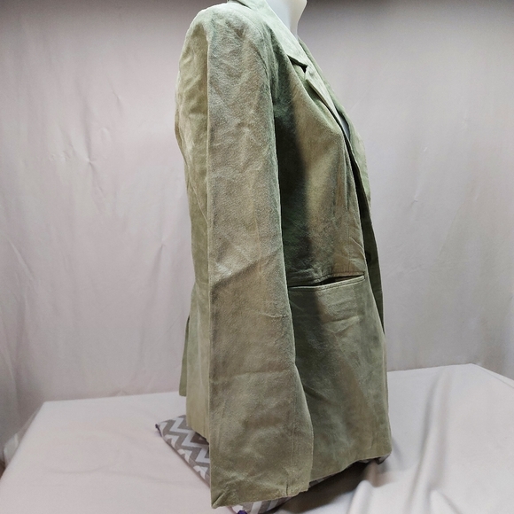 * Blazer womens large 100% leather with silky liner lapel collar pockets - Picture 5 of 11